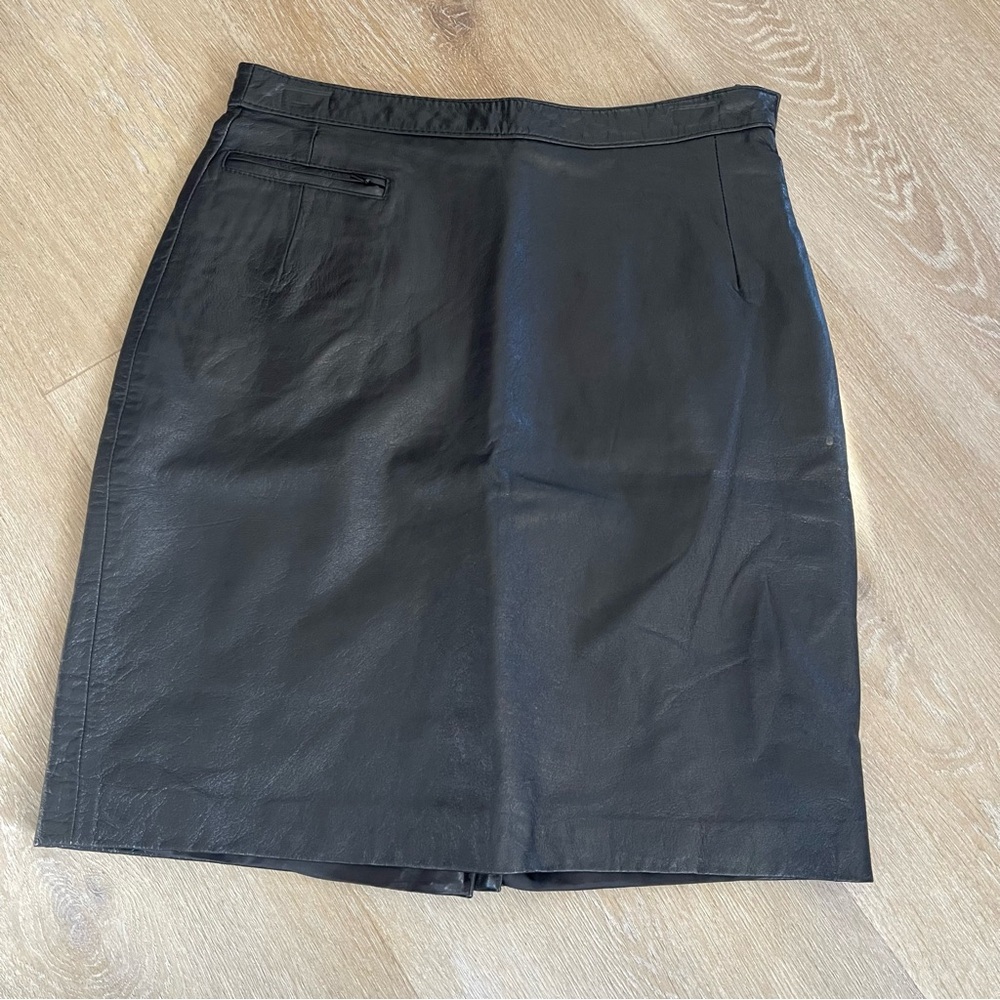 Vintage Rem Garson Black Mini Pencil Skirt - 100% Genuine Leather